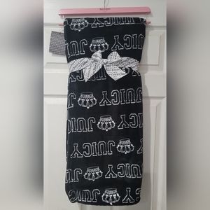 NWT - Juicy Couture Black Crowns Throw Blanket 50x60 with Hanger